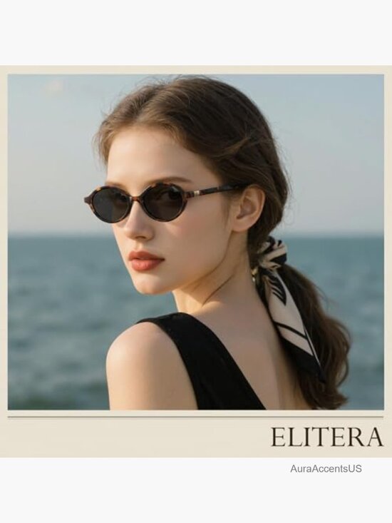 Retro Oval Sunglasses for Women 90s Y2K Trendy Narrow Shades UV Protection